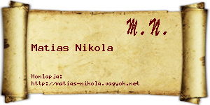Matias Nikola névjegykártya